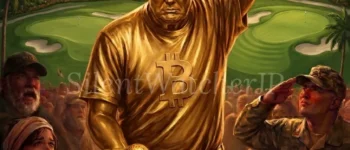 A gold-leaf statue of Donald Trump.